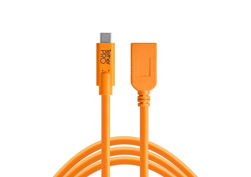 Tether Tools TetherPro USB-C to USB Female Adapter (extender), 15' (4.6m) ORG
