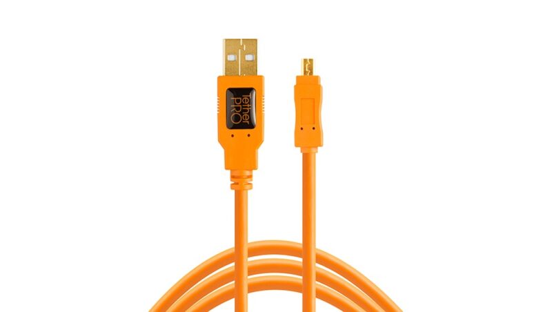Tether Tools TetherPro USB 2.0 to Mini-B 8-Pin, 15' (4.6m), ORG