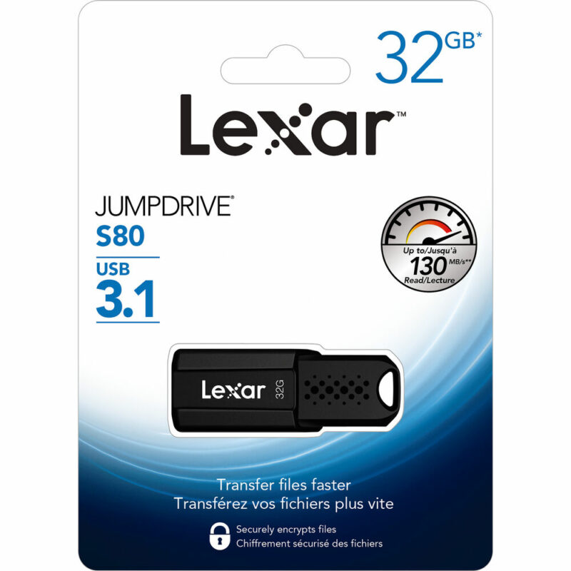 Lexar JumpDrive S80 USB3.1 32GB Flash Drive, 150MB/s read and  60MB/s write